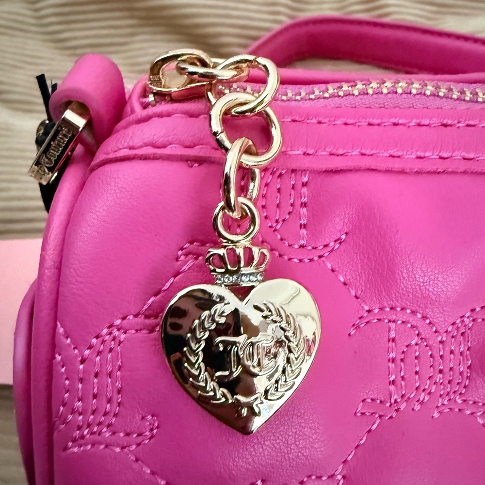 Juicy Couture Bright Fuchsia Quilted Heart Logo Shoulder Bag - Picture 7 of 7